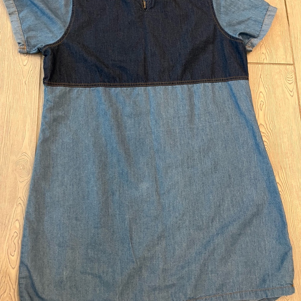 Given Kale Chambray Patchwork Shift Dress - image 7